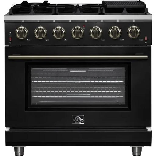 Forno Cuisinière à gaz autoportante de 36 pouces avec 6 brûleurs FFSGS6239-36BLK