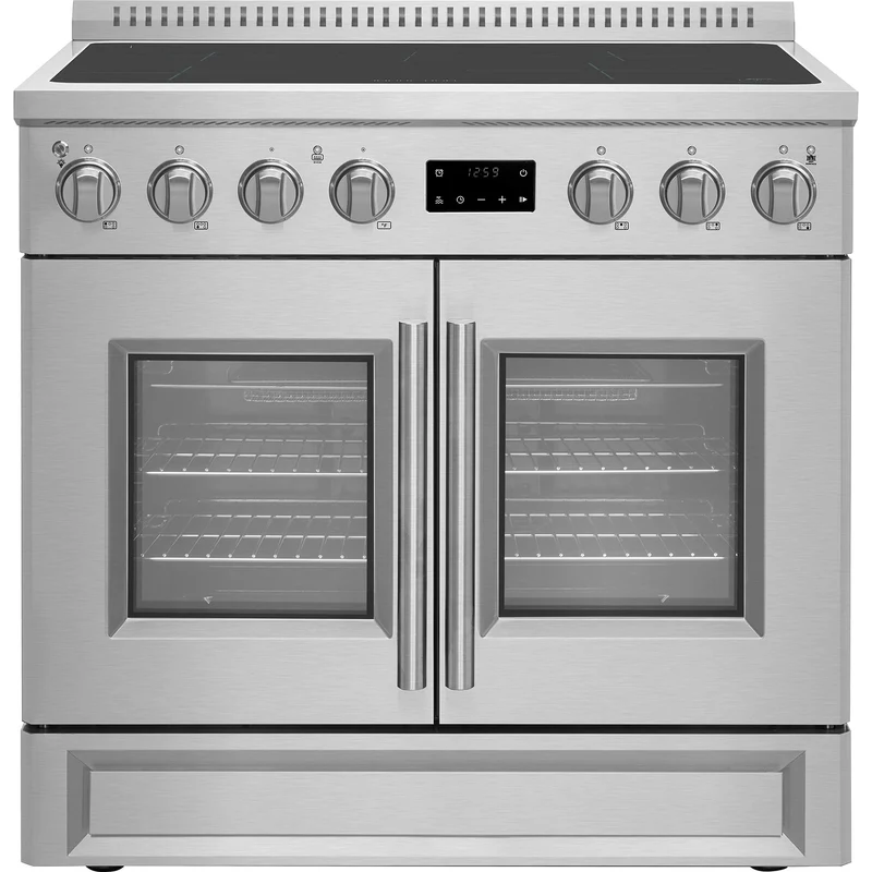 Forno Cuisinière à induction de 36 po avec portes françaises, convection véritable et friteuse à air FFSIN0950-36