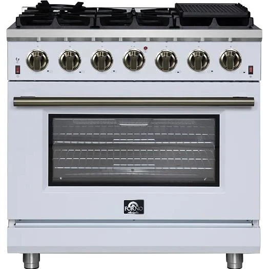 Forno Cuisinière à gaz autoportante de 36 pouces avec 6 brûleurs FFSGS6239-36WHT