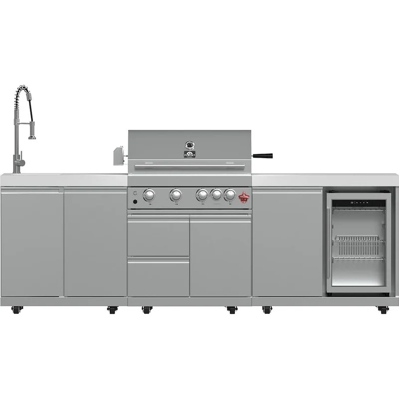 Forno Bulnes centre de cuisine extérieur avec barbecue de 30 pouces et centre de breuvages FODKT2506WHT