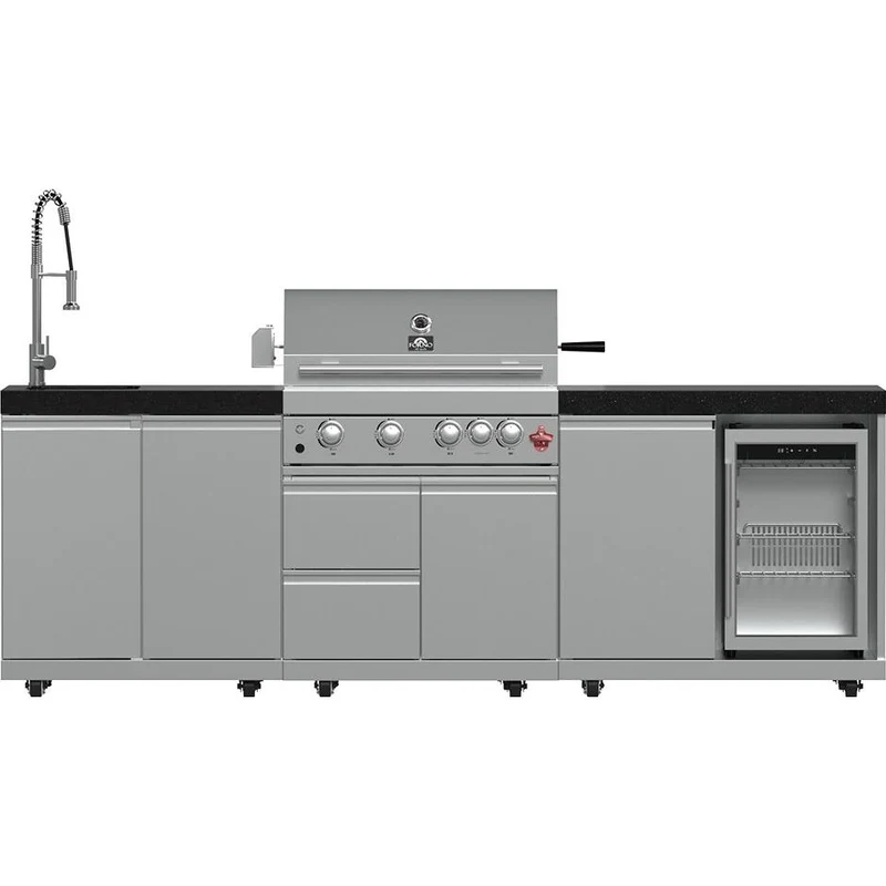 Forno Bulnes centre de cuisine extérieur avec barbecue de 30 pouces et centre de breuvages FODKT2506BLK
