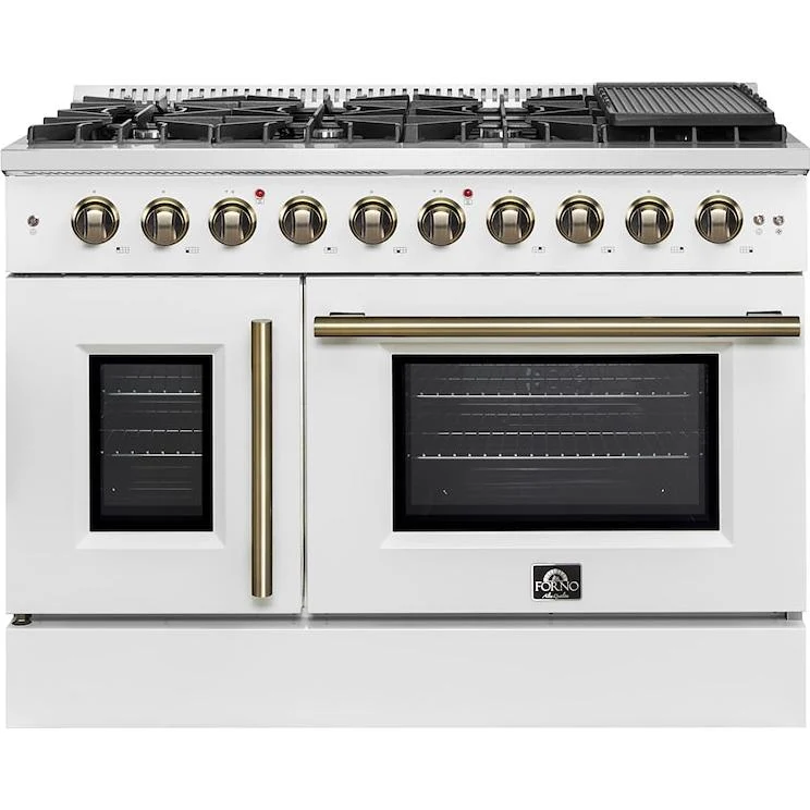 Forno Cuisinière autoportante à gaz de 48 pouces avec technologie convection FFSGS6444-48WHT