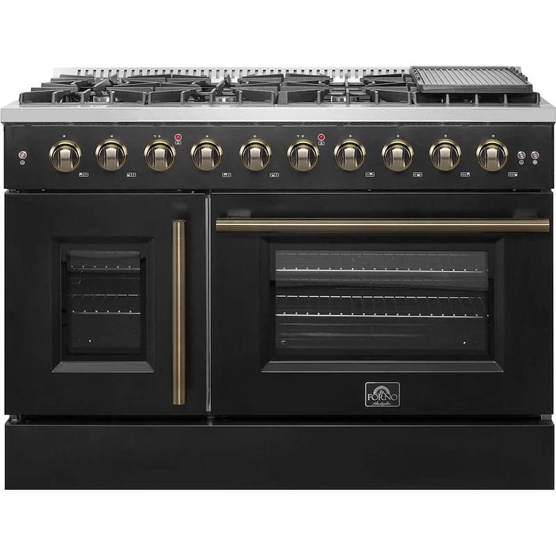 Forno Cuisinière autoportante à gaz de 48 pouces avec technologie convection FFSGS6444-48BLK