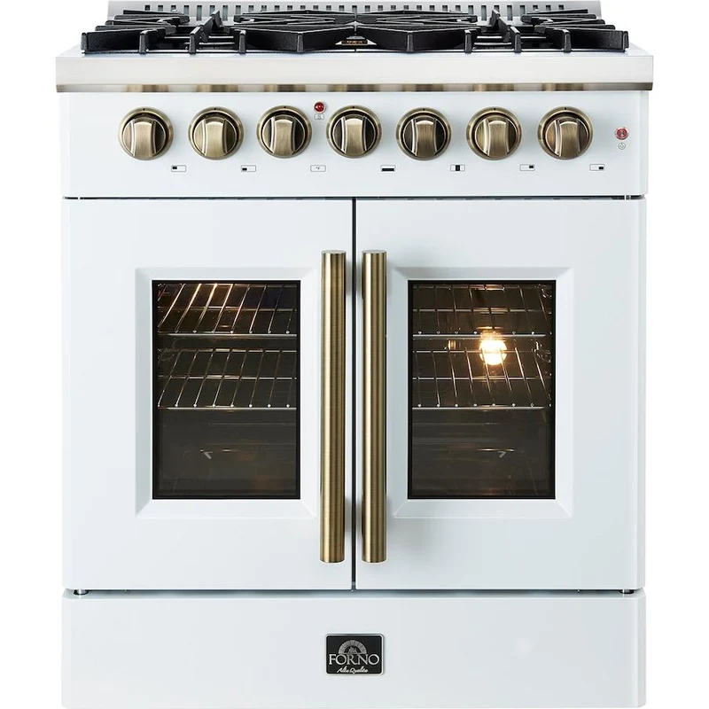 Forno Cuisinière à biénergie autoportante de 30 pouces avec porte française FFSGS6356-30WHT