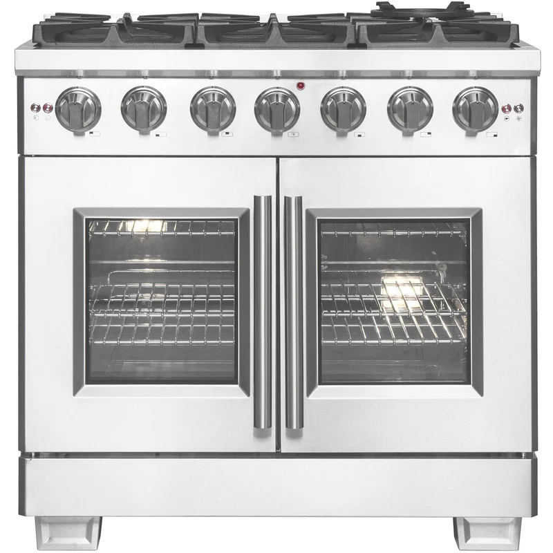 Forno Cuisinière à gaz autoportante de 36 pouces avec 6 brûleurs et porte française FFSGS6460-36
