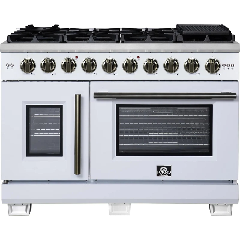 Forno Capriasca Cuisinière à gaz autoportante à porte française de 30 po FFSGS6460-48WHT