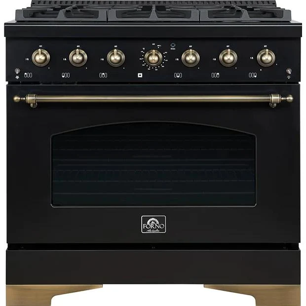Forno Cuisinière autoportante à gaz de 36 pouces avec 6 brûleurs FFSGS6219-36BLK