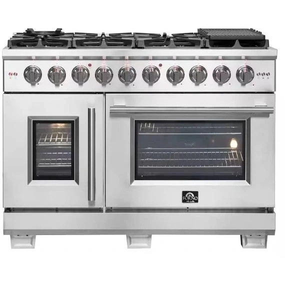Forno Capriasca Cuisinière à gaz autoportante à porte française de 30 po FFSGS6460-48