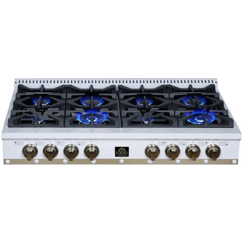 Forno Surface de cuisson au gaz Valente de 48 pouces FCTGS5799-48CPWHT