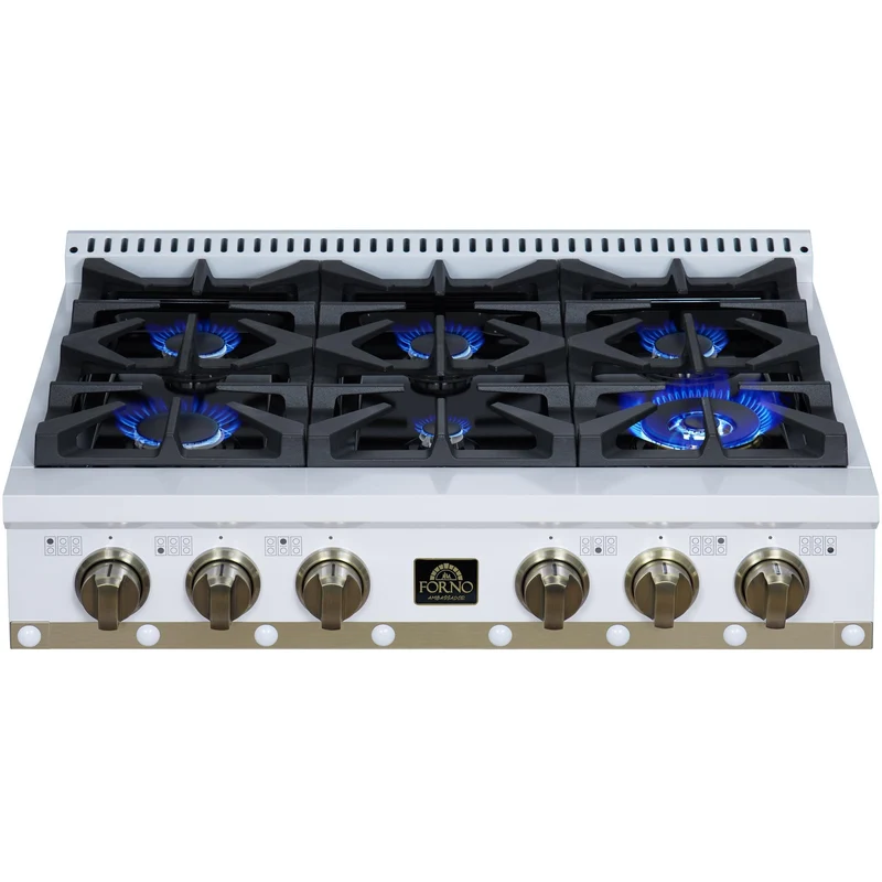 Forno Surface de cuisson au gaz Valente de 36 pouces FCTGS5799-36CPWHT