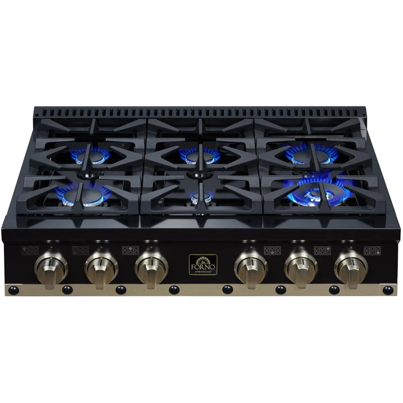 Forno Surface de cuisson au gaz Valente de 36 pouces FCTGS5799-36CPBLK