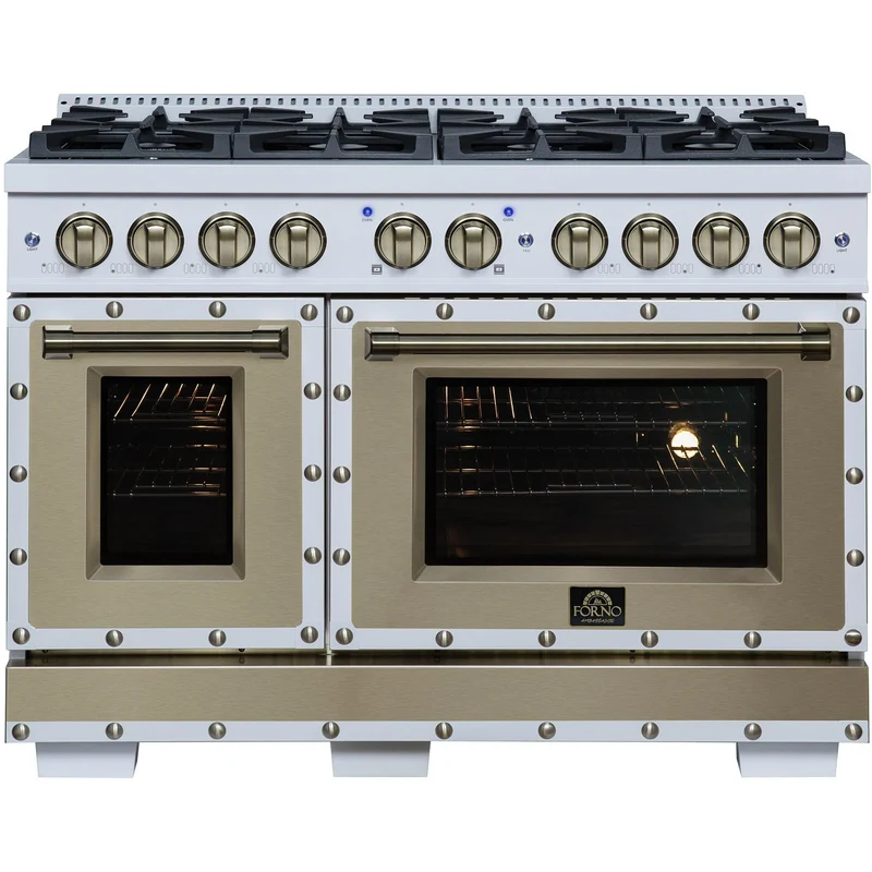 Forno Cuisinière à gaz Valente de 48 pouces, 6,7 pi. cu. FFSGS6299-48CPWHT