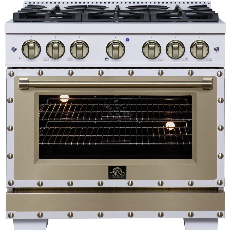 Forno Cuisinière à gaz Valente de 36 pouces, 5.2 pi. cu. FFSGS6299-36CPWHT
