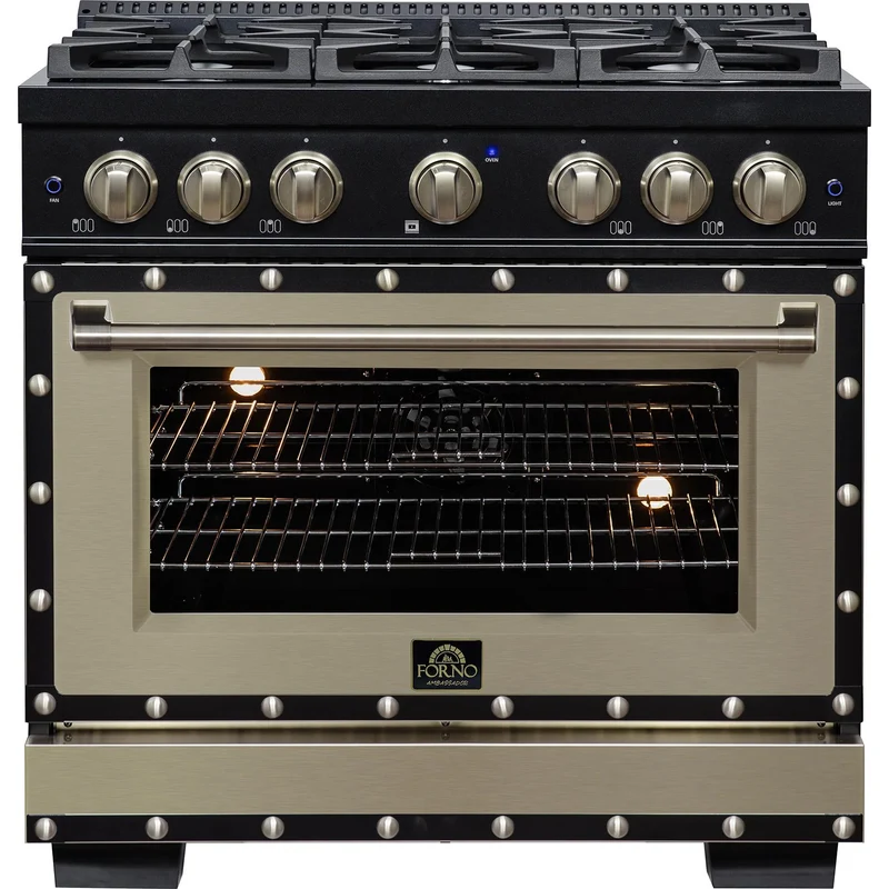 Forno Cuisinière à gaz Valente de 36 pouces, 5.2 pi. cu. FFSGS6299-36CPBLK