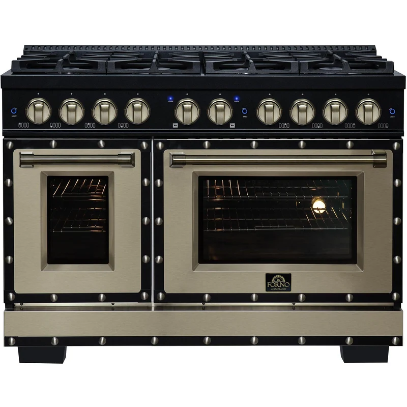 Forno Cuisinière biénergie Valente de 48 pouces, 6,7 pi. cu. FFSGS6199-48CPBLK