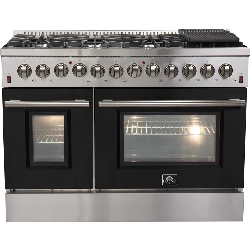 Forno Galiano Alta Qualita cuisinière autoportante bi-énergie de 48 pouces avec technologie convection FFSGS6156-48BLK