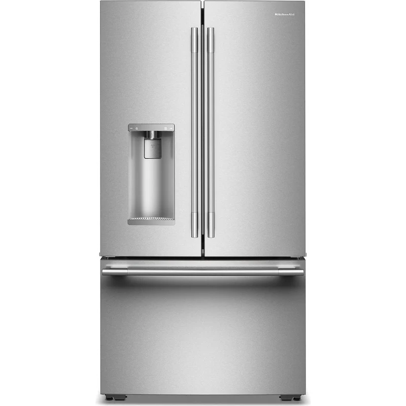 KitchenAid Réfrigérateur trois portes avec porte à deux battants à profondeur de comptoir de 36 pouces, 23,1 pi. cu. avec distributeur d'eau et de glaçons KRFC536SPS