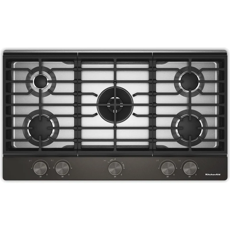KitchenAid Table de cuisson encastrée à gaz de 36 pouces avec 5 brûleurs KCGK736SBE