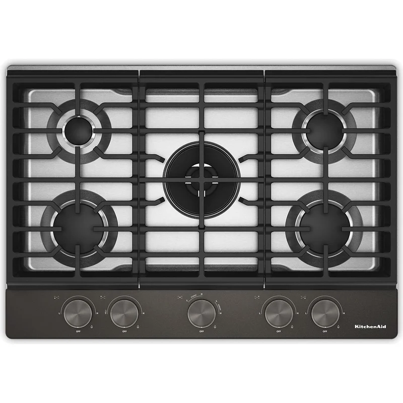 KitchenAid Table de cuisson encastrée à gaz de 30 pouces avec 5 brûleurs KCGK730SBE