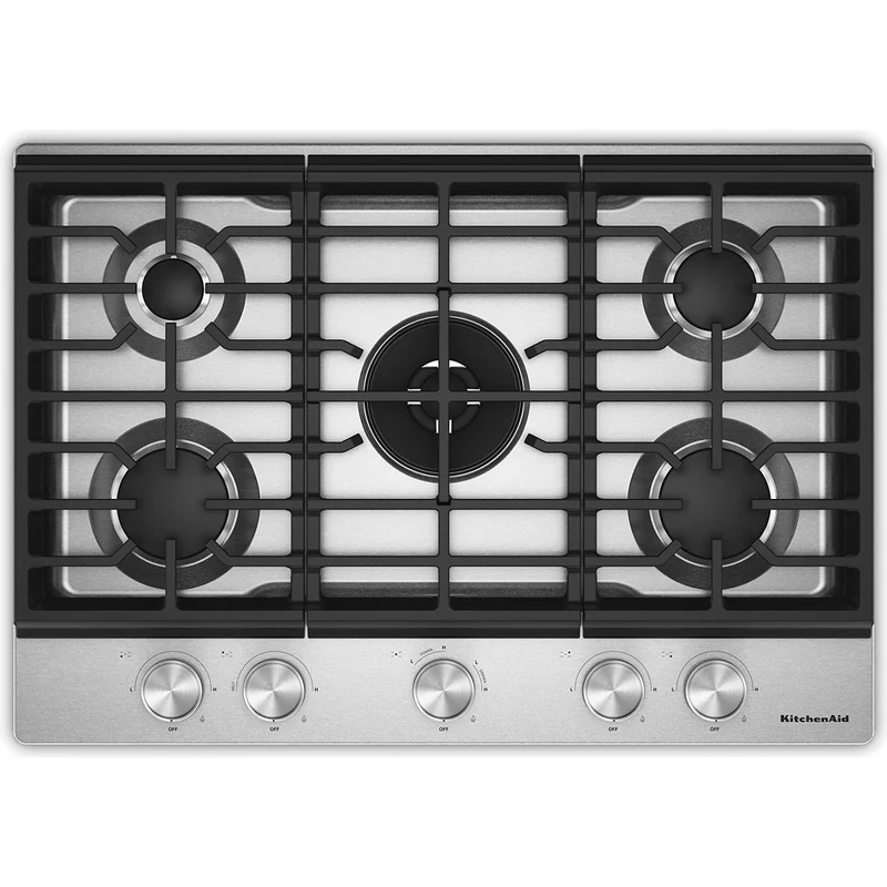 KitchenAid Table de cuisson encastrée à gaz de 30 pouces avec 5 brûleurs KCGK730SSS