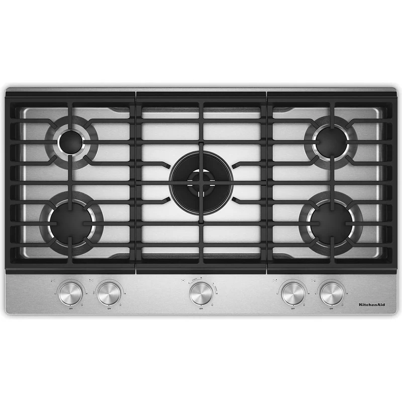 KitchenAid Table de cuisson encastrée à gaz de 36 pouces avec 5 brûleurs KCGK536SSS