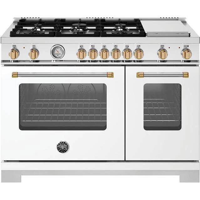 Bertazzoni Cuisinière amovible à biénergie de 48 pouces avec plaque chauffante MAS486GDFMBG