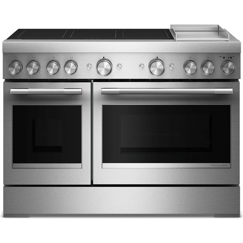 KitchenAid Cuisinière autoportante à induction de 48 pouces avec 6 éléments et plaque chauffante KFID948SSS