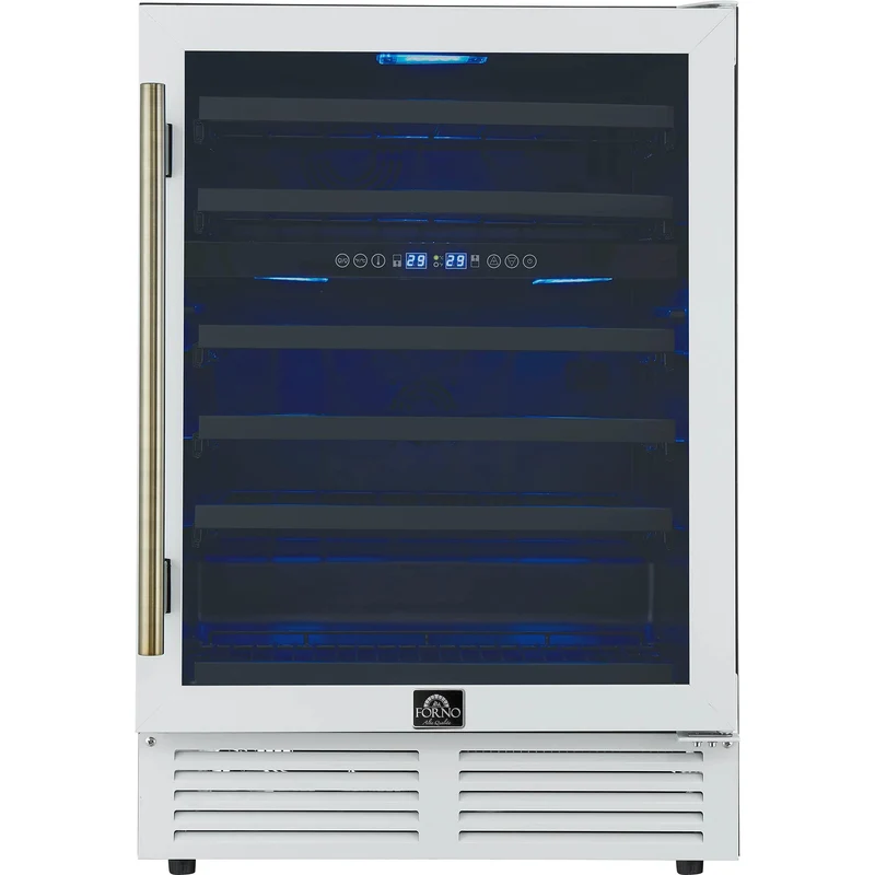 Forno Cellier de 24 po pour 51 bouteilles avec éclairage à DEL et porte à triple vitrage FWCDR6634-24WHT