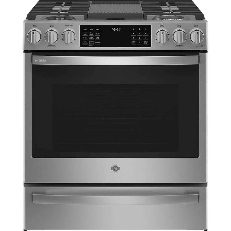 GE Profile Cuisinière encastrable à biénergie de 30 po. avec technologie de la friture à l'air sans préchauffage PC2S930YPFS