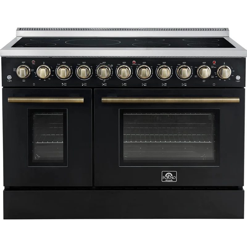 Forno Cuisinière autoportante électrique de 48 pouces avec technologie convection véritable européenne FFSEL6011-48BLK