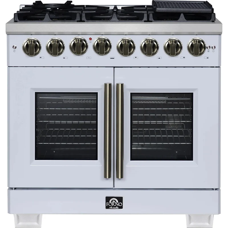 Forno Galiano Cuisinière autoportante à portes françaises de 48 po FFSGS6387-36WHT