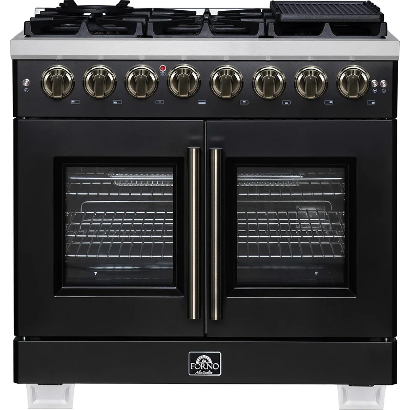 Forno Galiano Cuisinière autoportante à portes françaises de 48 po FFSGS6387-36BLK