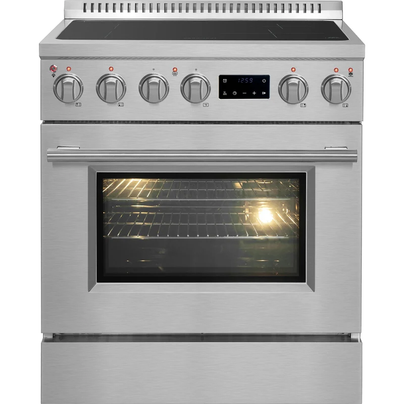Forno Cuisinière à induction de 30 po avec portes françaises, convection véritable et friteuse à air FFSIN0950-30