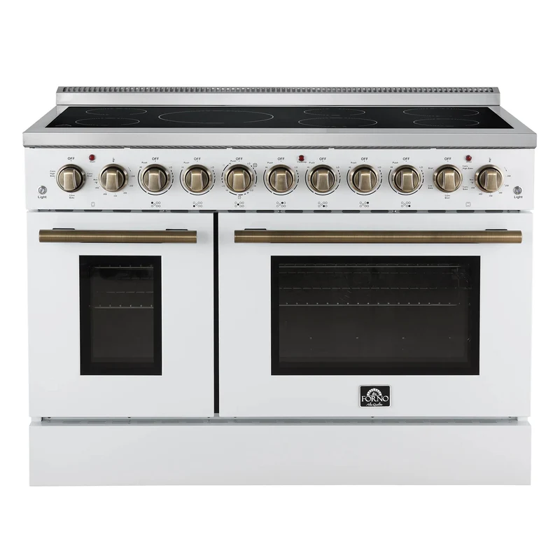 Forno Cuisinière autoportante électrique de 48 pouces avec technologie convection véritable européenne FFSEL6011-48WHT