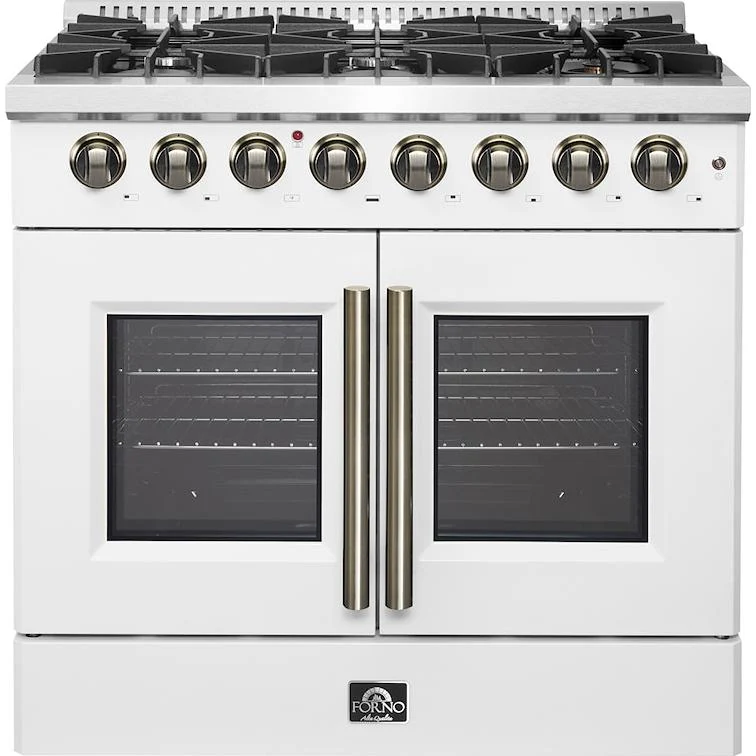 Forno Cuisinière autoportante à bi-énergie de 36 pouces avec technologie convection européenne véritable FFSGS6356-36WHT