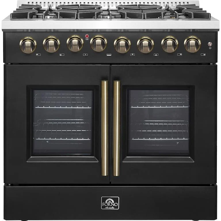 Forno Cuisinière autoportante à bi-énergie de 36 pouces avec technologie convection européenne véritable FFSGS6356-36BLK