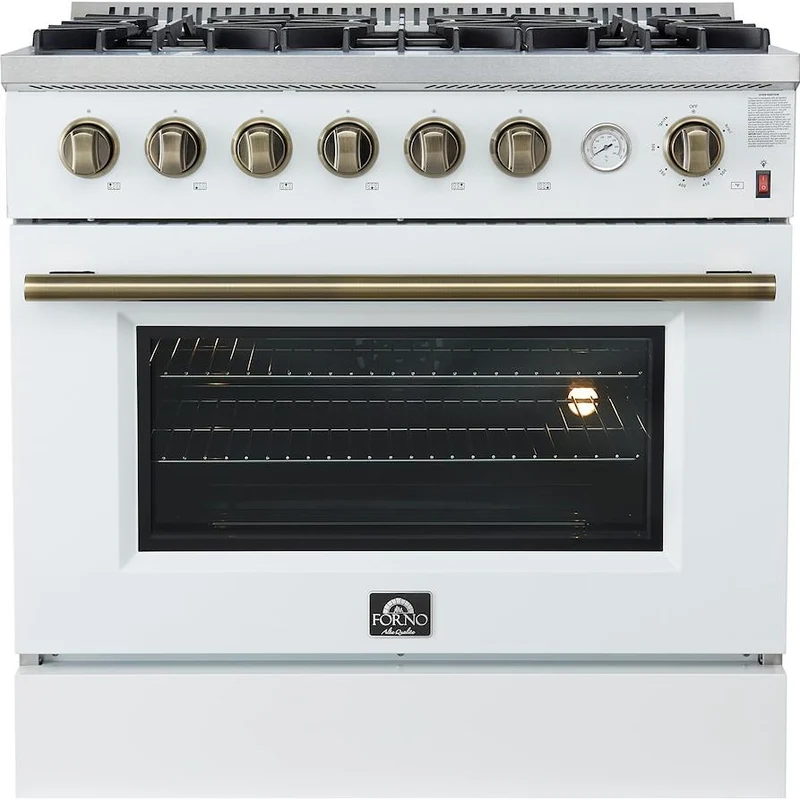 Forno Cuisinière autoportante à gaz de 36 pouces avec technologie convection FFSGS6277-36WHT
