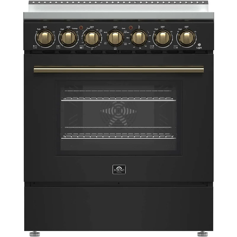 Forno Cuisinière autoportante électrique de 30 pouces avec technologie convection véritable européenne FFSEL6011-30BLK