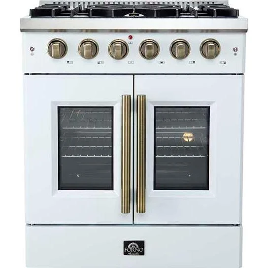 Forno Cuisinière autoportante au gaz de 30 pouces avec porte française FFSGS6444-30WHT