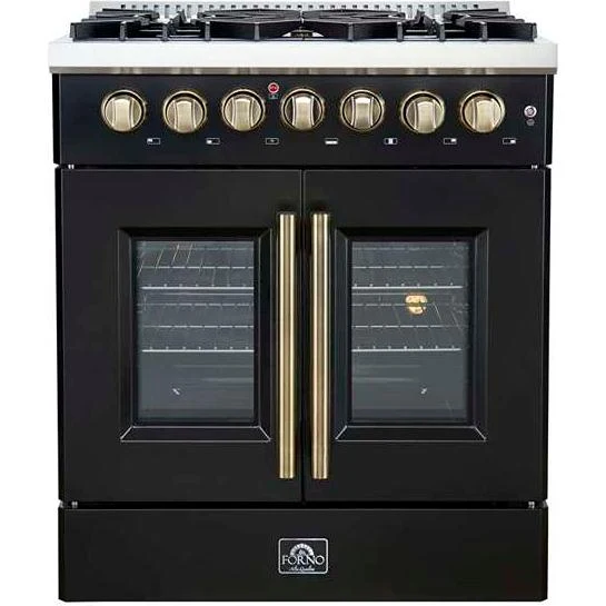 Forno Cuisinière à biénergie autoportante de 30 pouces avec porte française FFSGS6356-30BLK
