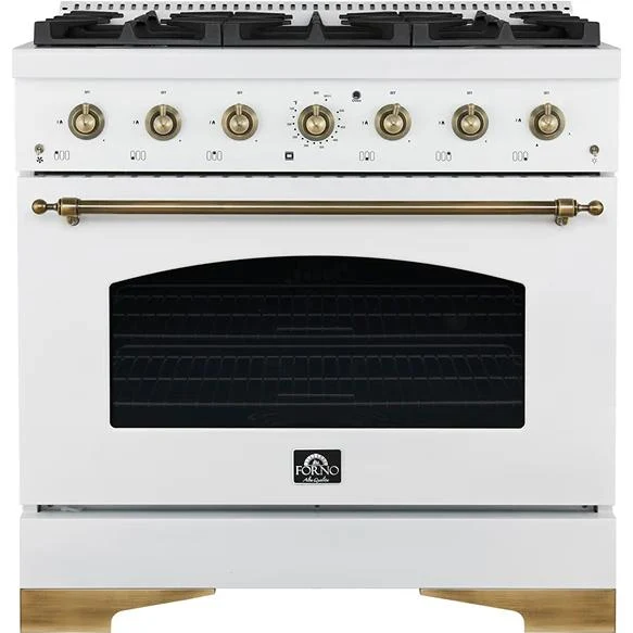Forno Cuisinière autoportante à gaz de 36 pouces avec 6 brûleurs FFSGS6219-36WHT