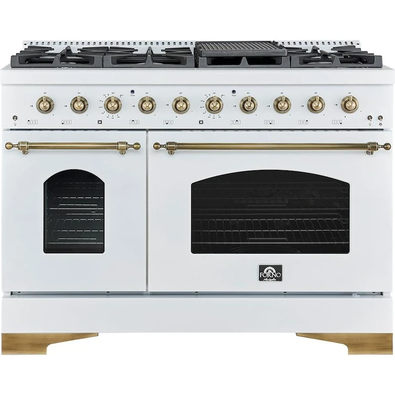 Forno Cuisinière autoportante à bi-énergie de 48 pouces avec technologie convection FFSGS6113-48WHT