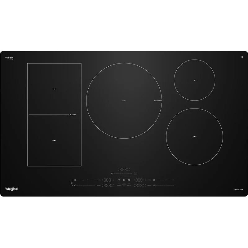 Whirlpool Plaque de cuisson à induction intelligente de 36 pouces avec technologie Temp Cook™ et revêtement WipeClean™ WCIT7536SB