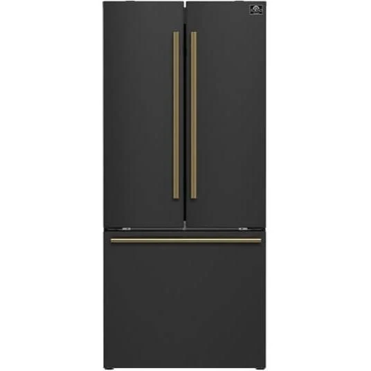 Forno Réfrigérateur trois portes avec porte à deux battants à profondeur de comptoir de 30 pouces, 17,5 pi cu avec machine à glaçons interne FFFFD1974-31BLK
