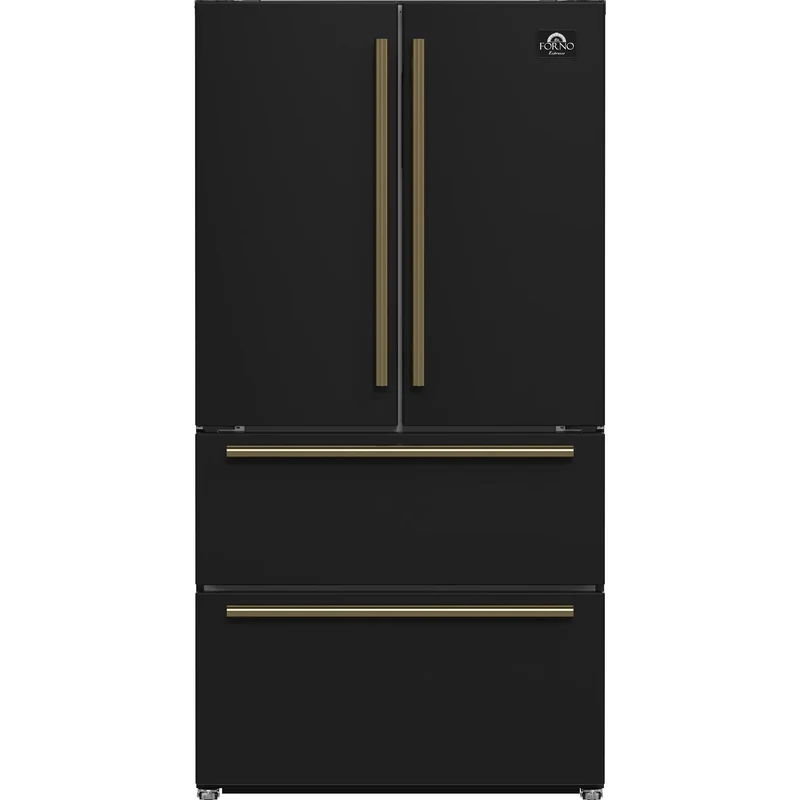 Forno Réfrigérateur à profondeur de comptoir quatre portes avec porte à deux battants de 36 po., 19,2 pi.cu. avec machine à glaçons interne FFRBI1820-36BLK