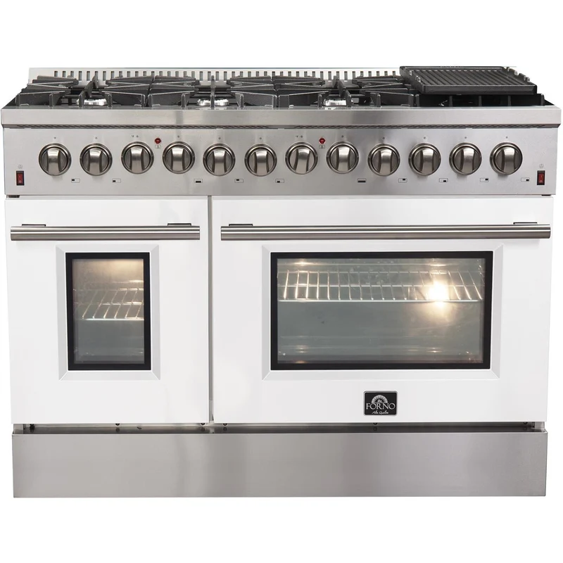 Forno Galiano Alta Qualita cuisinière autoportante bi-énergie de 48 pouces avec technologie convection FFSGS6156-48WHT
