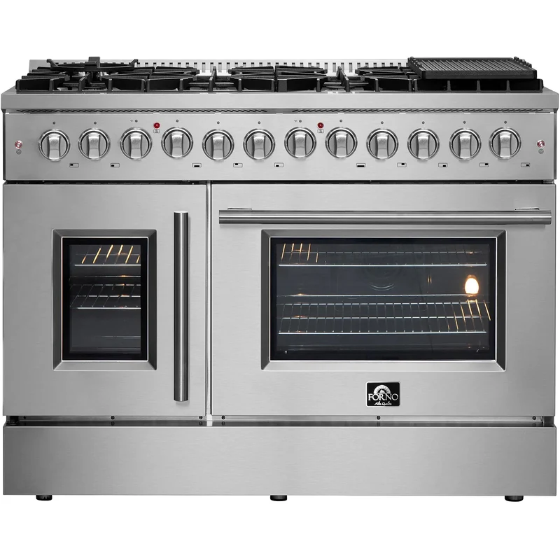 Forno Cuisinière autoportante bi-énergie de 48 pouces avec technologie convection européenne véritable FFSGS6356-48
