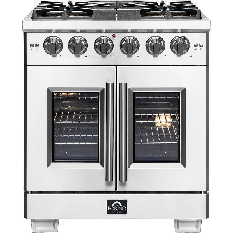 Forno Cuisinière à gaz autoportante Capriasca de 30 po avec portes françaises FFSGS6460-30
