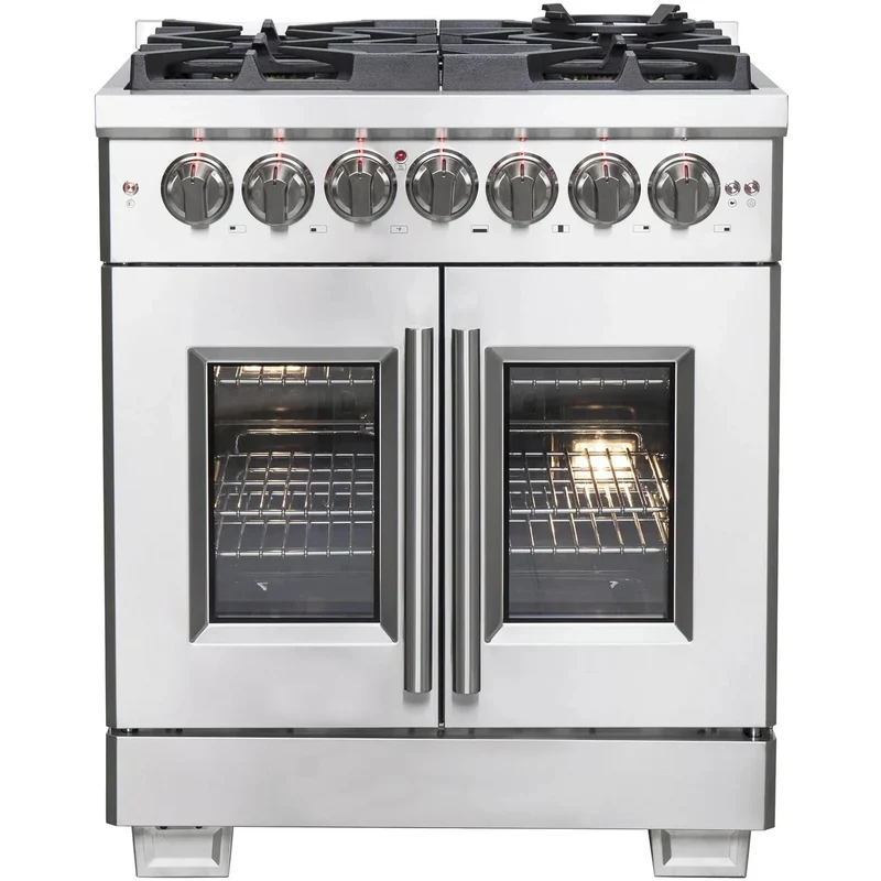 Forno Galiano Cuisinière autoportante bi-énergie à porte française de 36 po FFSGS6387-30