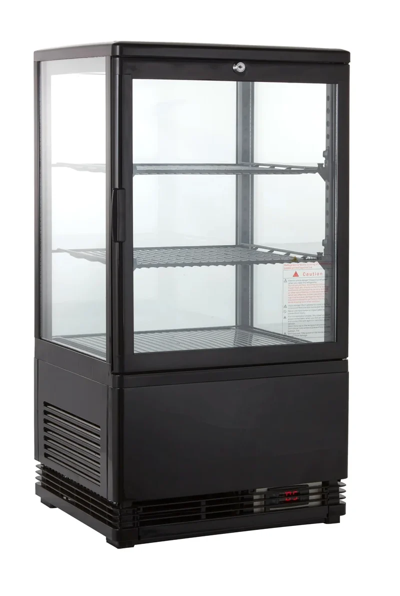 Vitrine réfrigérée ECO 58 litres, éclairage LED, 2 grilles, noire